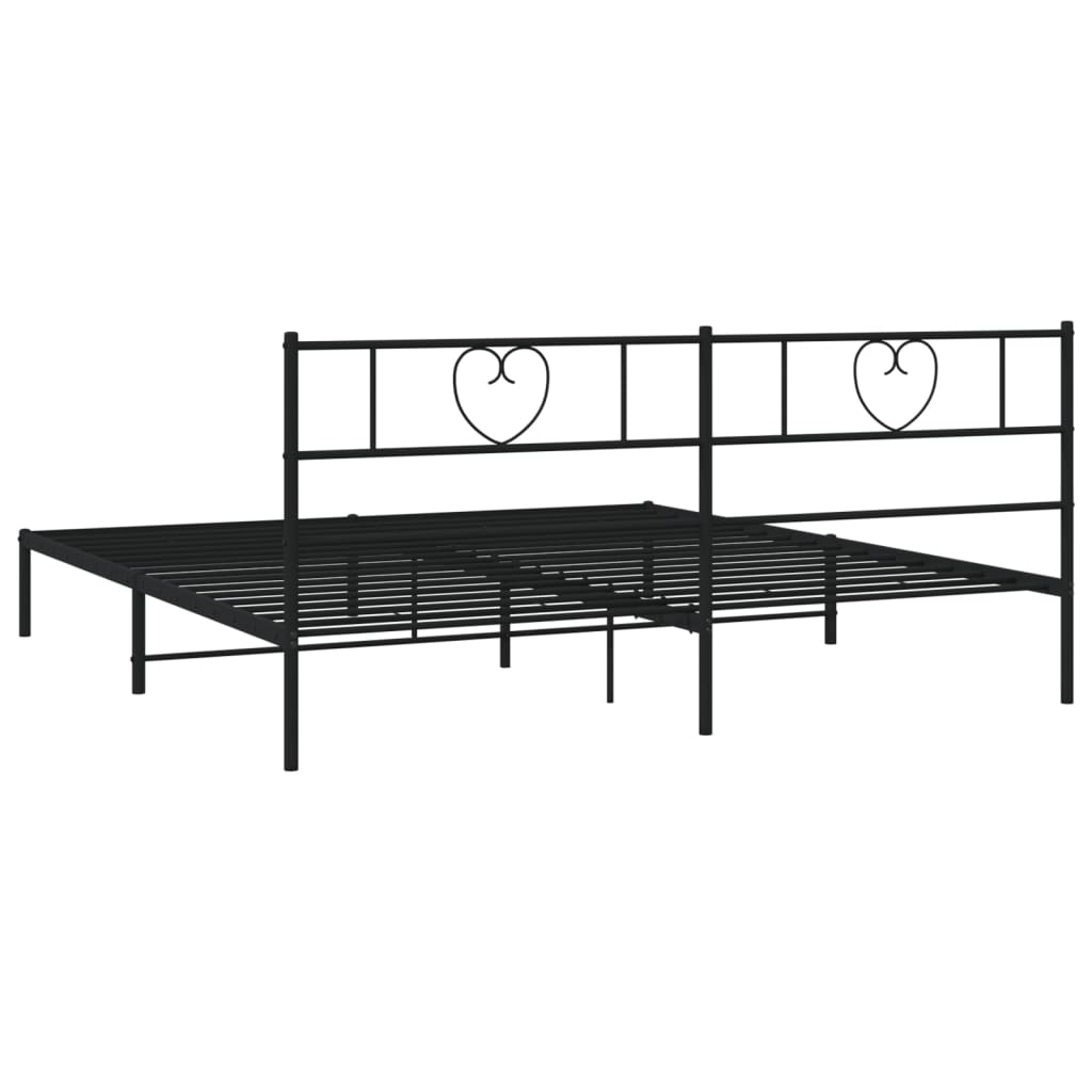 Bettgestell mit Kopfteil Metall Schwarz 100x190 cm