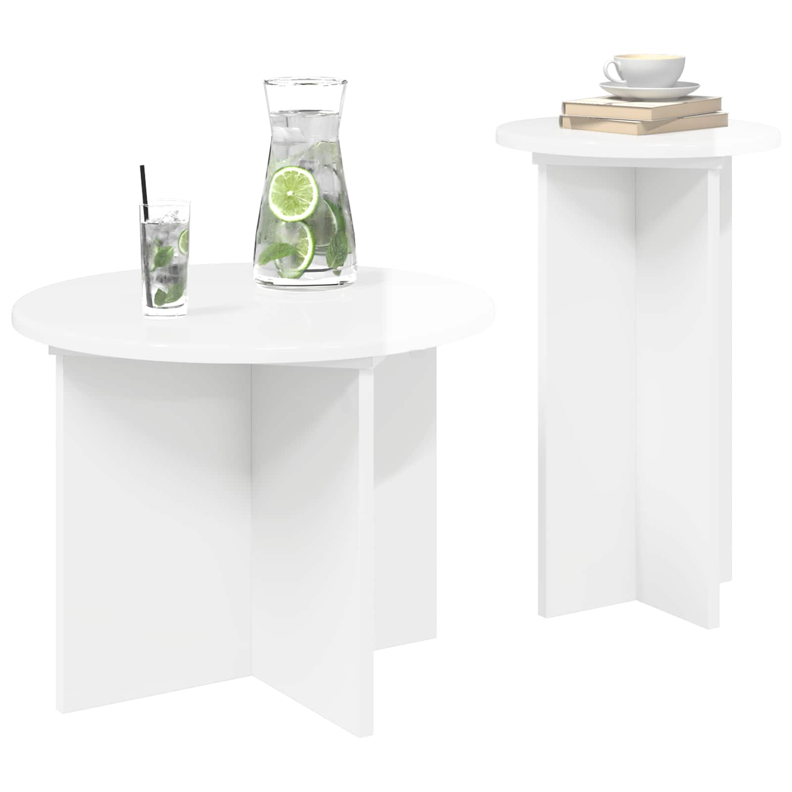 Beistelltisch-Set mit Speicher 2 pcs Weiß Holzwerkstoff