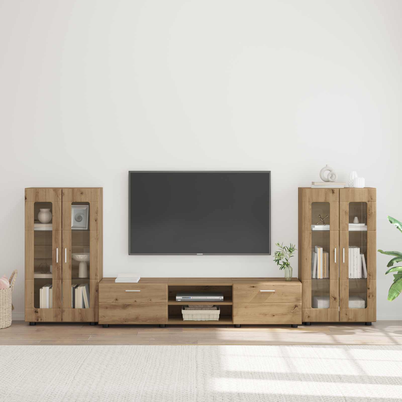 Highboard mit Regal FLORIN Weiß 60 x 35 x 182 cm Holzwerkstoff