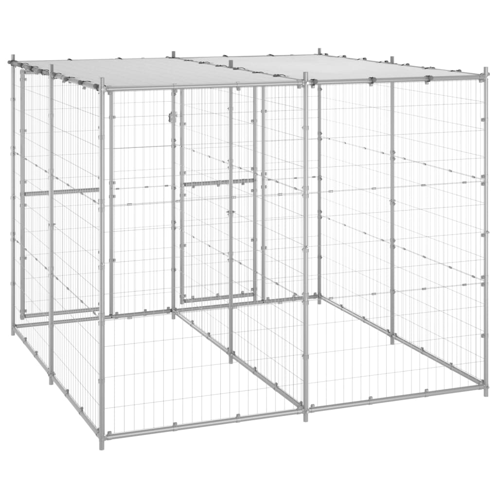 Outdoor-Hundezwinger Stahl mit Überdachung 110x220x180 cm