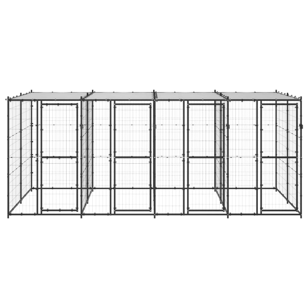 Outdoor-Hundezwinger Stahl mit Überdachung 110x220x180 cm