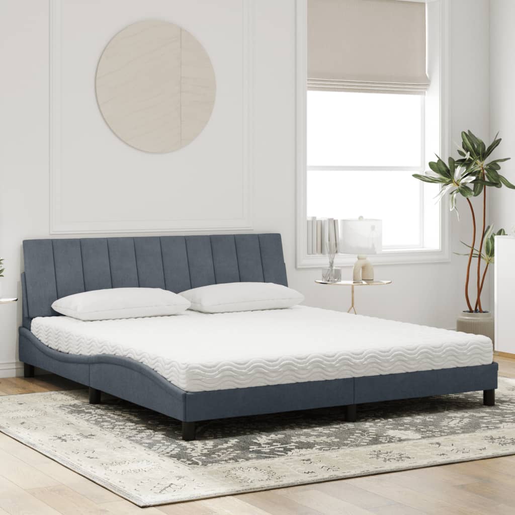 Bett mit Matratze "Hanko" Hellgrau 80x200 cm Samt