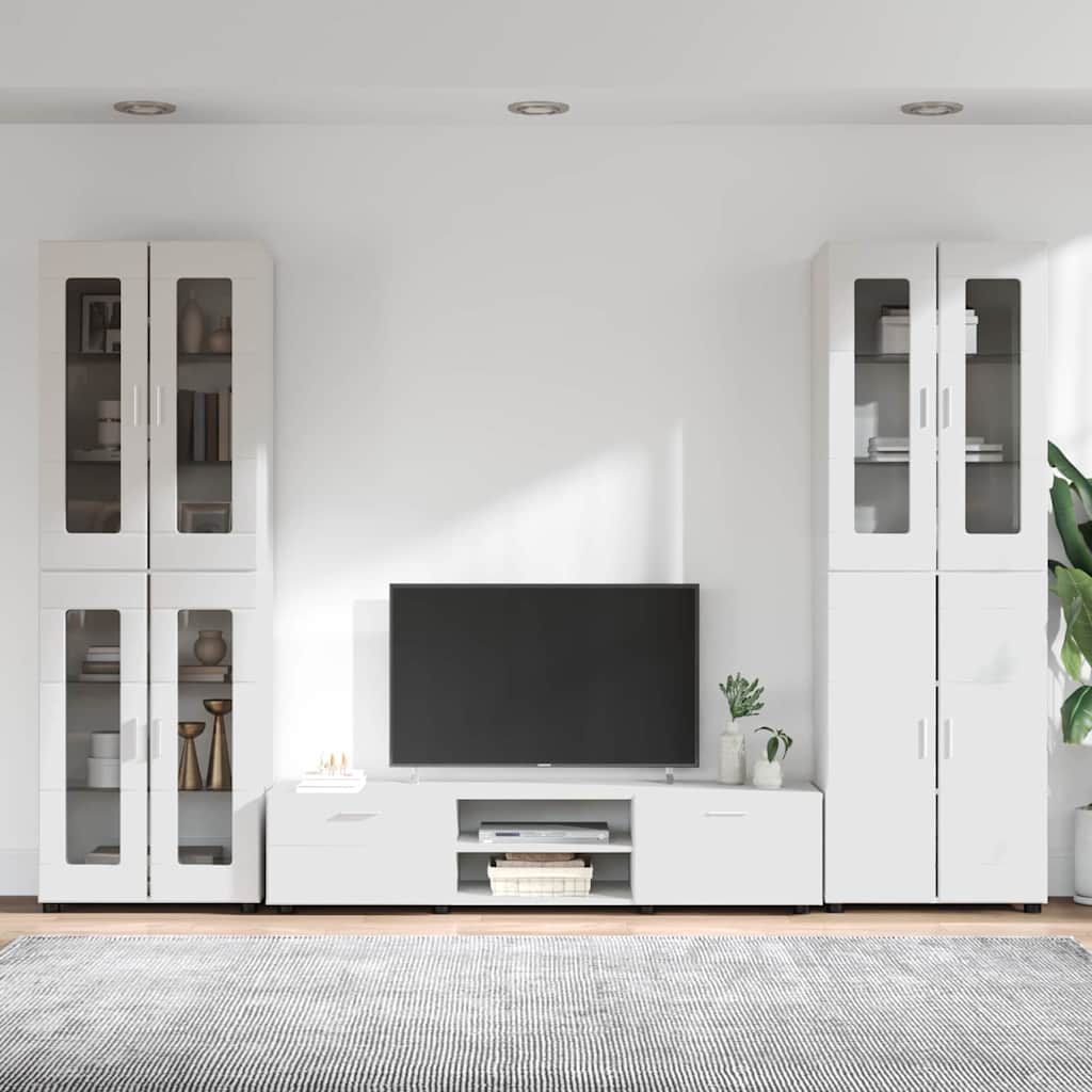 Highboard mit Regal FLORIN Weiß 60 x 35 x 182 cm Holzwerkstoff