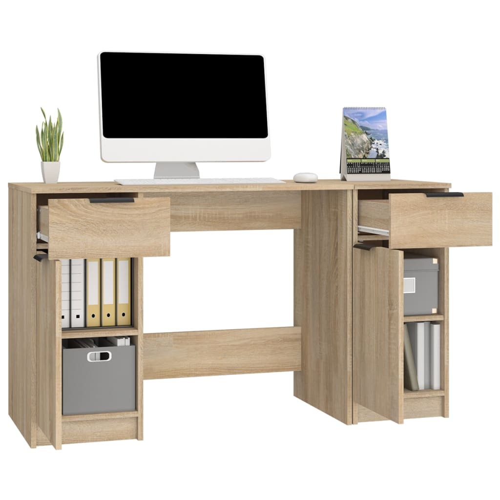 Schreibtisch mit Beistellschrank Weiß Holzwerkstoff