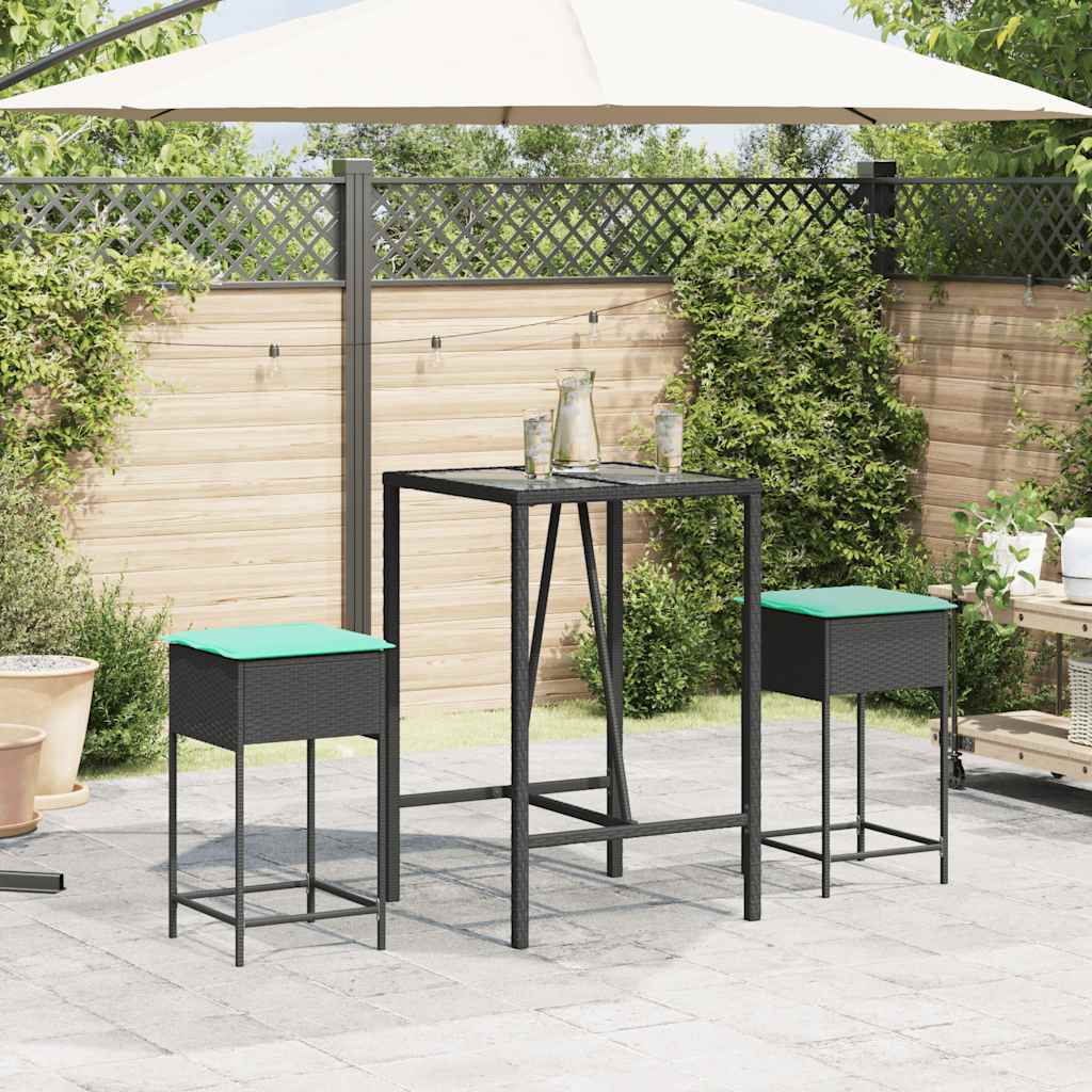 Garten-Barhocker mit Kissen 2 Stk. Grau Poly Rattan
