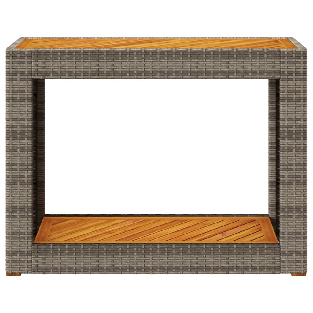 Garten-Beistelltisch mit Holzplatte Schwarz Poly Rattan