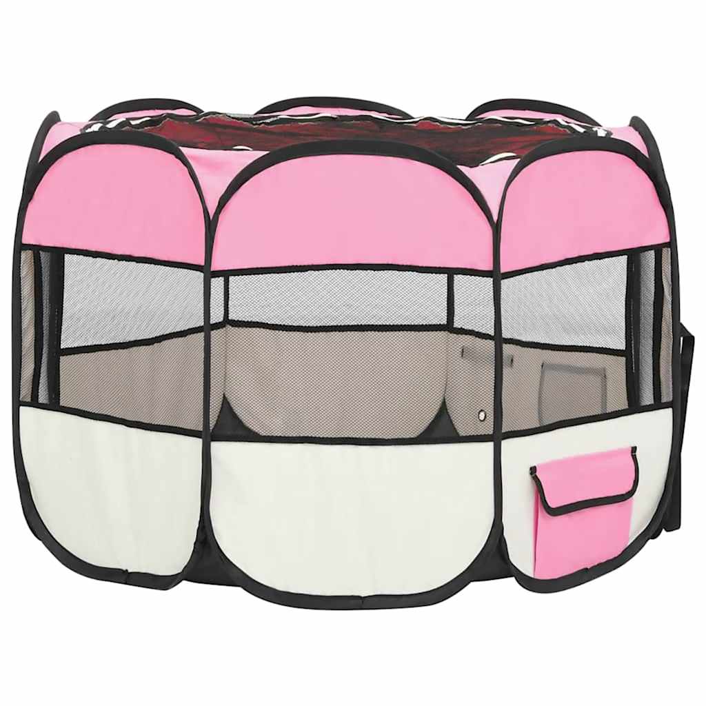 Faltbarer Welpenlaufstall mit Tragetasche Schwarz 90x90x58 cm