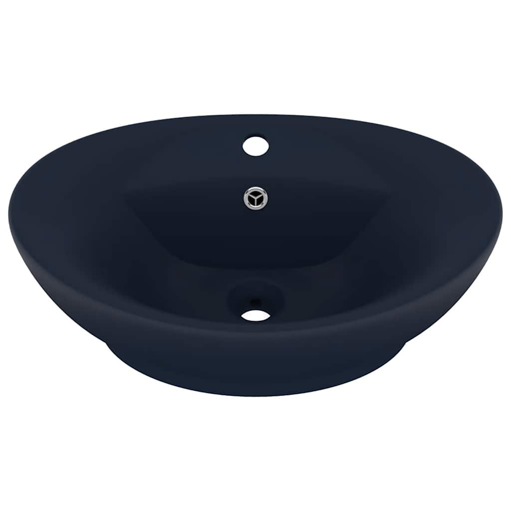 Luxus-Waschbecken Überlauf Oval Matt-Weiß 58,5x39 cm Keramik