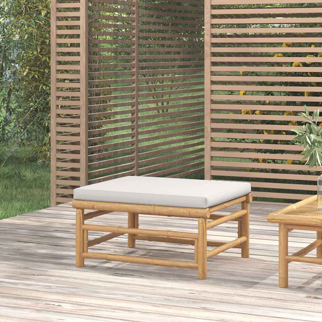 3-tlg. Garten-Lounge-Set mit Hellgrauen Kissen Bambus
