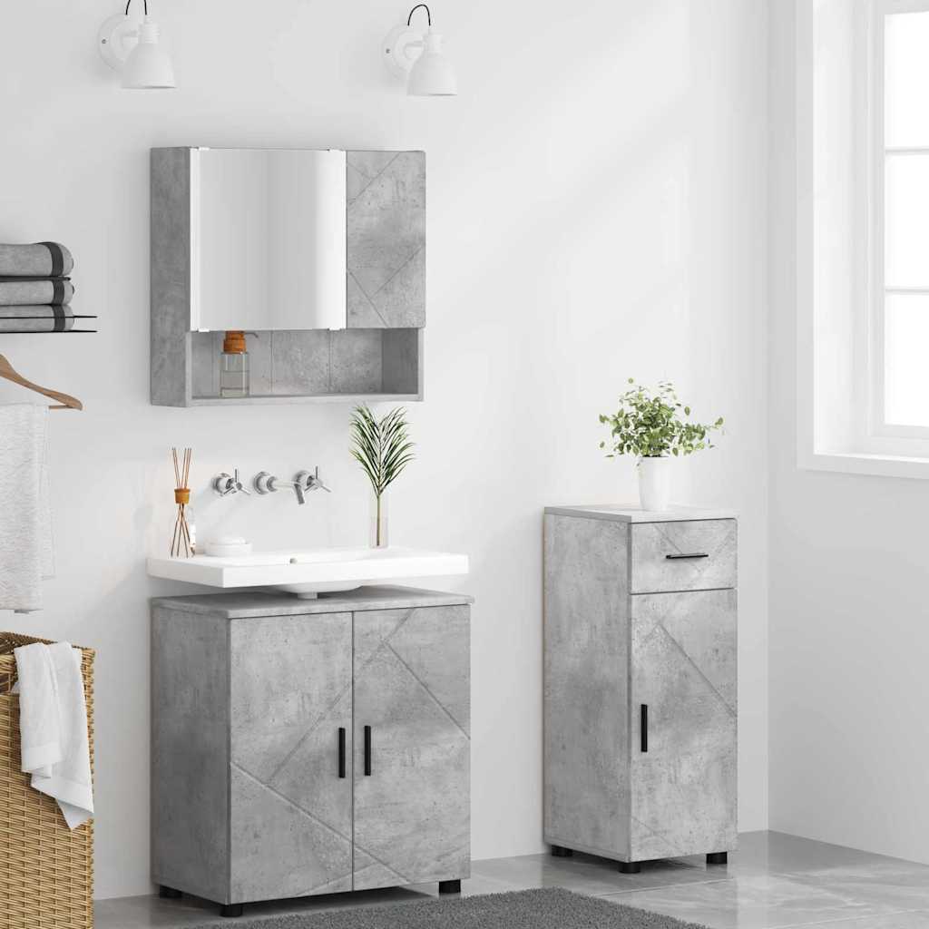 Badezimmermöbel-Set mit Tür 3 pcs Weiß Holzwerkstoff & Metall