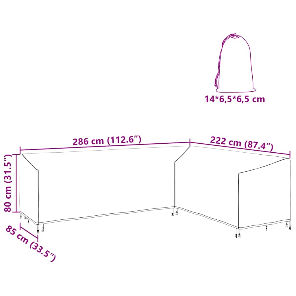 Möbelbezug Schwarz 235 x 235 x 85 cm 210D Oxford Stoff