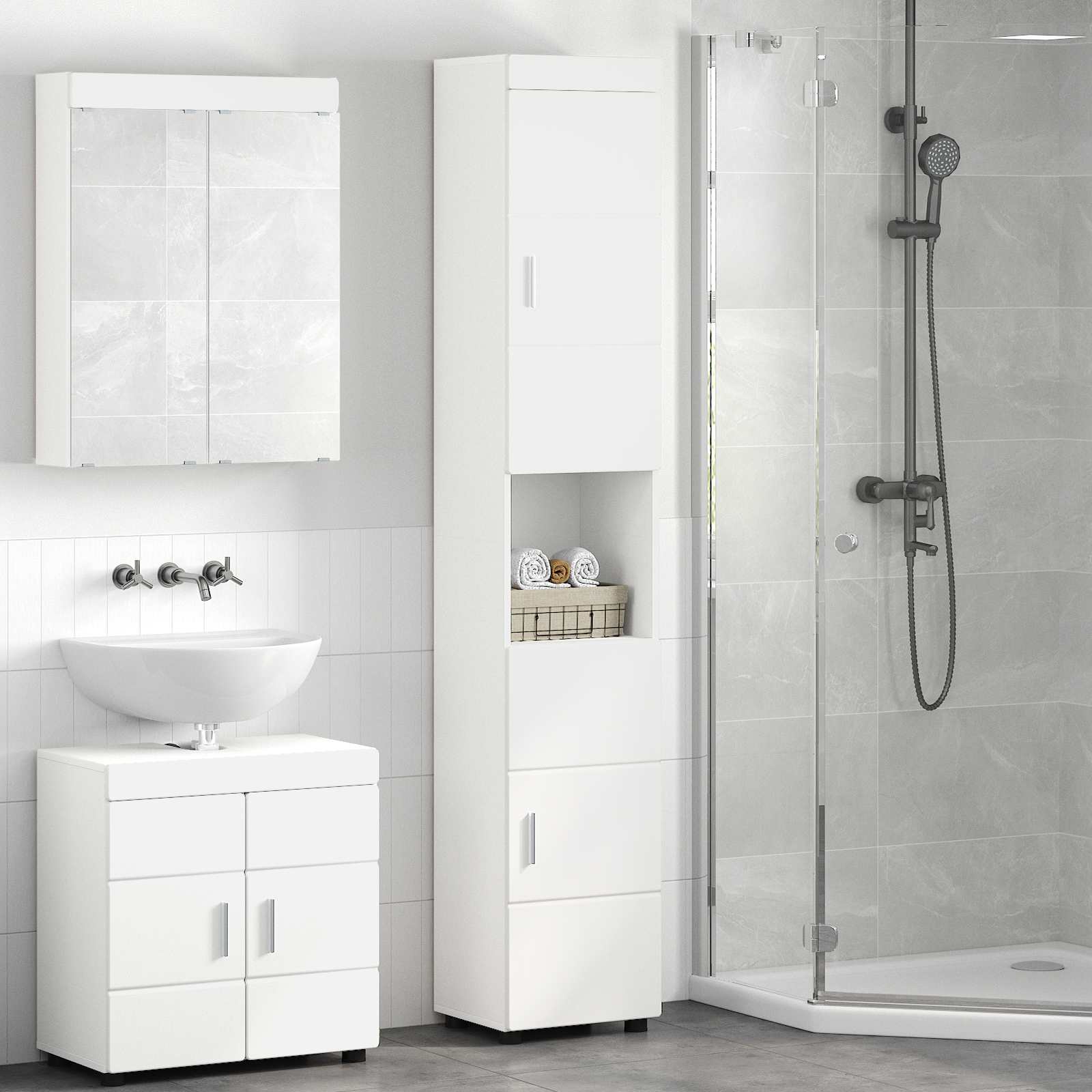 Badezimmermöbel-Set TULUM 2 pcs Weiß 60 x 34 x 63 cm
