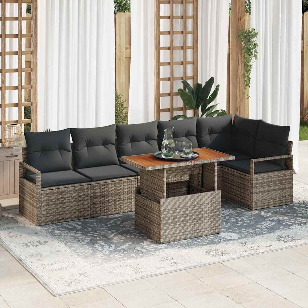 Garten Essgruppe mit Kissen 7 pcs Schwarz und Creme