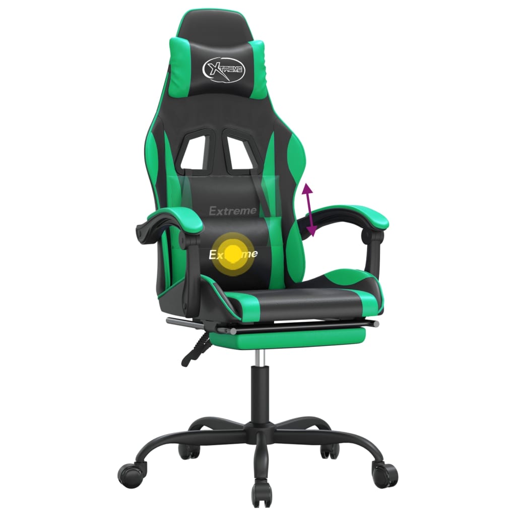 Gaming-Stuhl Drehbar Schwarz und Grün Kunstleder