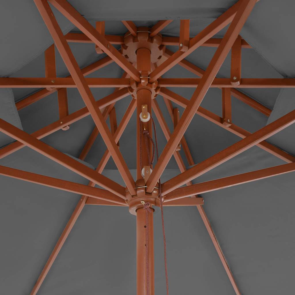 Sonnenschirm mit Doppeldach und Holz-Mast Schwarz 270 cm