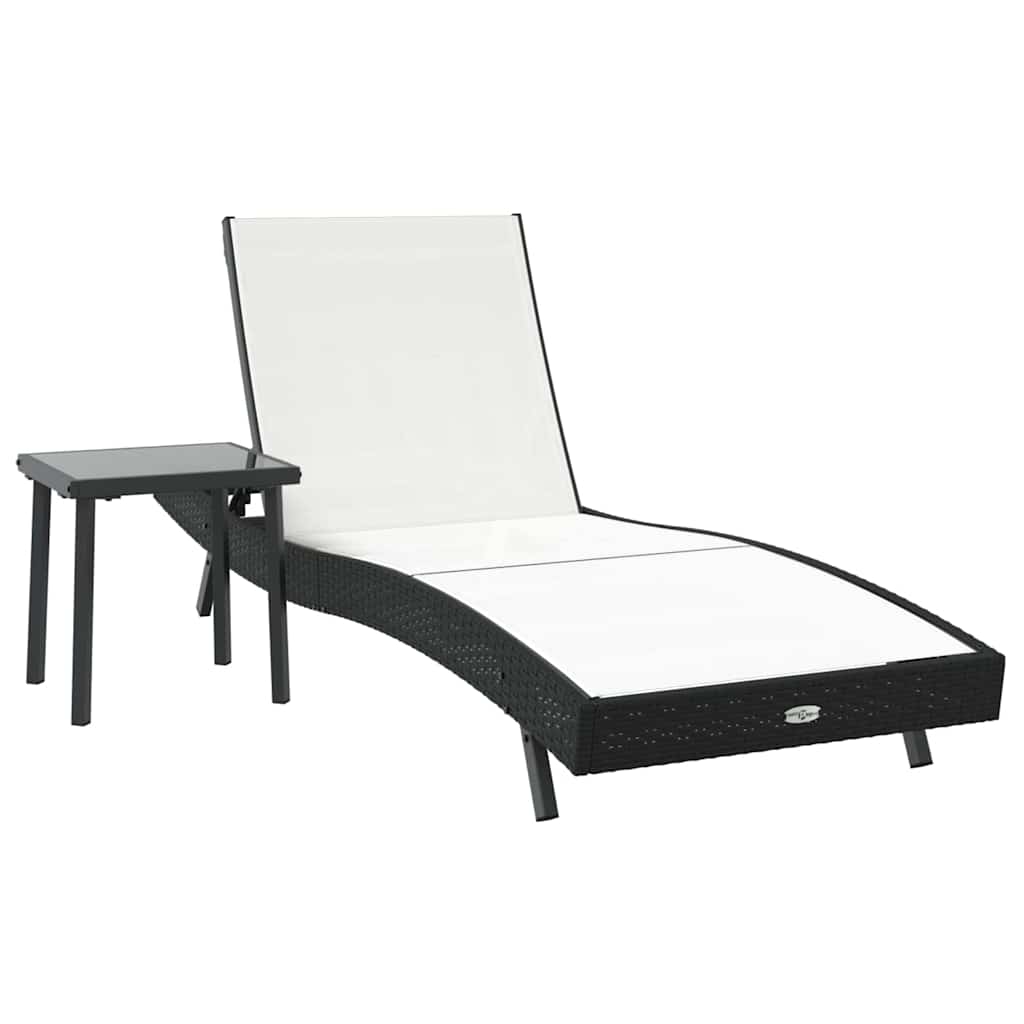 Sonnenliege 2 pcs Schwarz und Braun Poly-Rattan