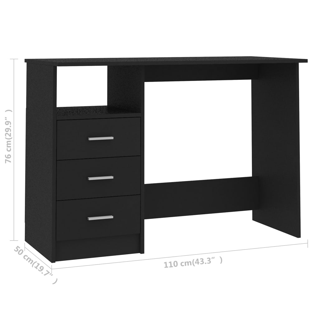 Schreibtisch mit Schubladen Weiß 110x50x76 cm Holzwerkstoff