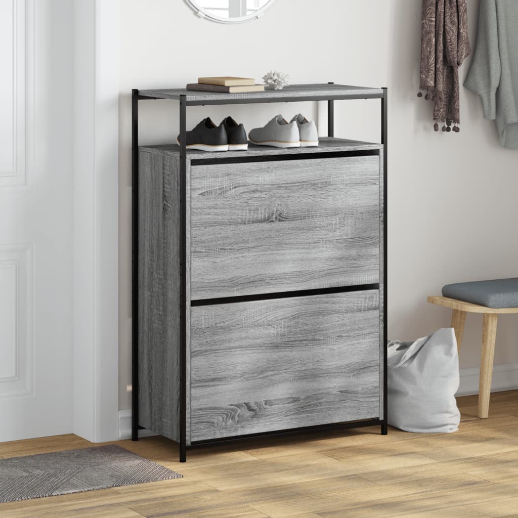 Schuhschrank mit 4 Klappen Sonoma-Eiche 100x34x112 cm