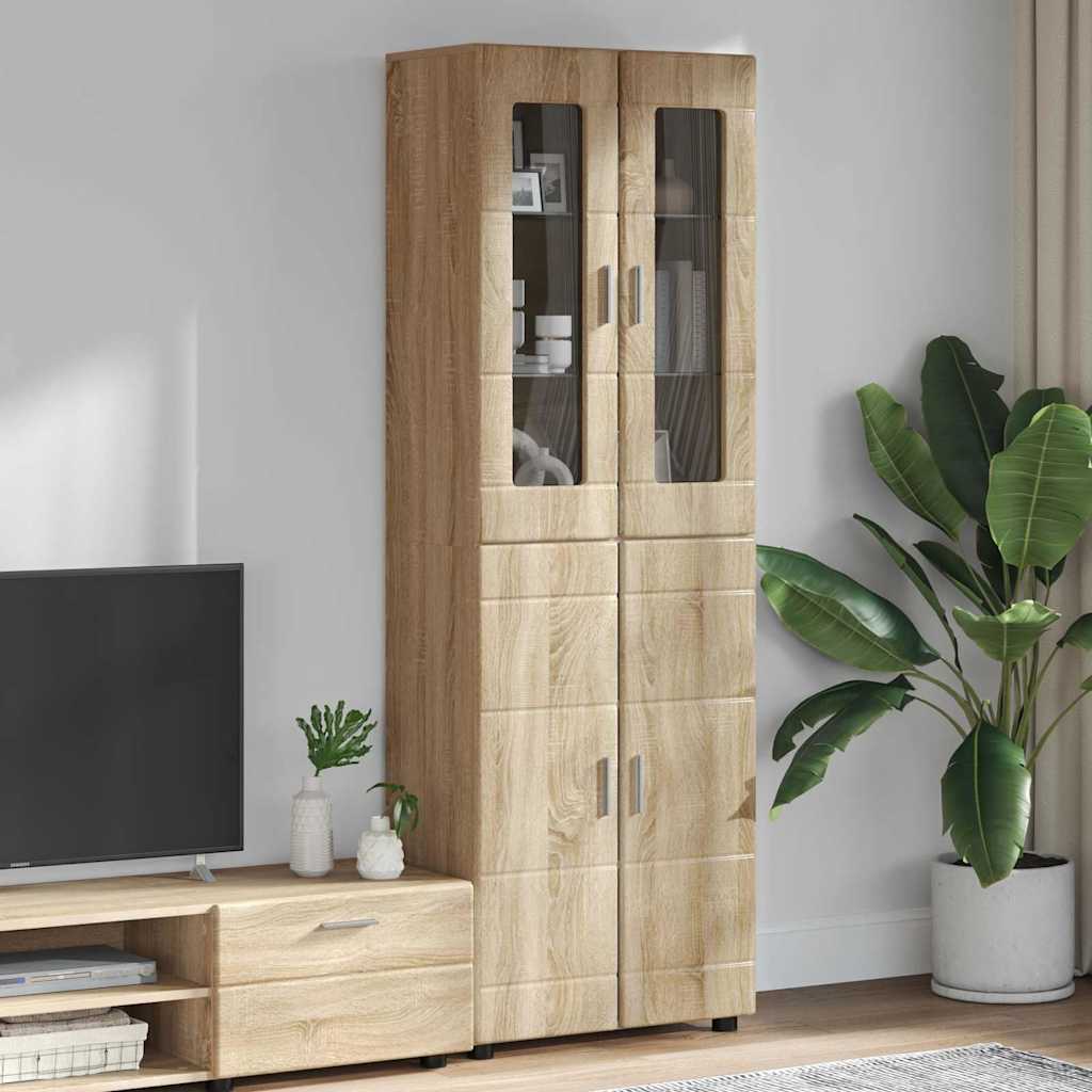 Highboard mit Regal FLORIN Weiß 60 x 35 x 182 cm Holzwerkstoff
