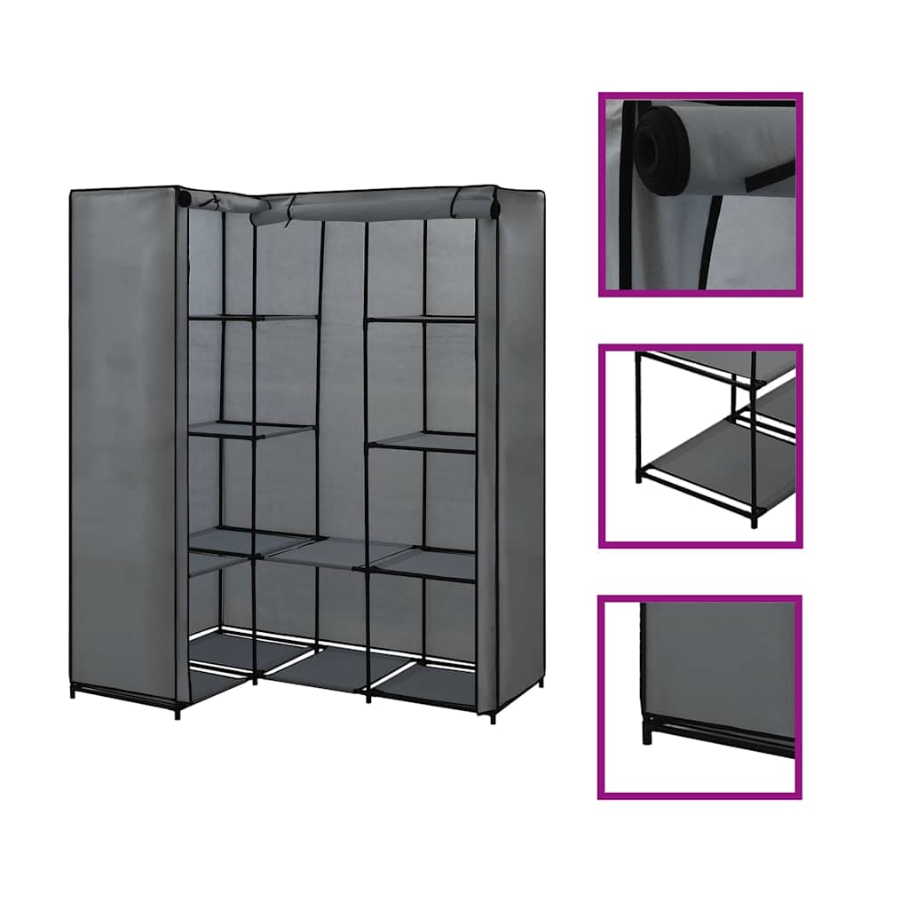 Eckkleiderschrank Schwarz 130 x 87 x 169 cm