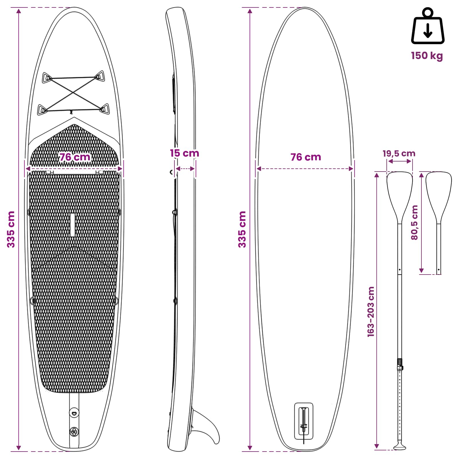 SUP Board mit Sitz 2-in-1 POSEIDON 305 x 76 x 15 cm Grün für