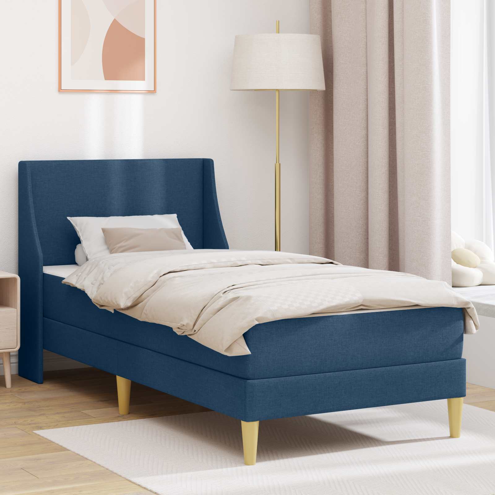 Bettgestell mit Matratze Hellgrau 80x 200 cm Polyester
