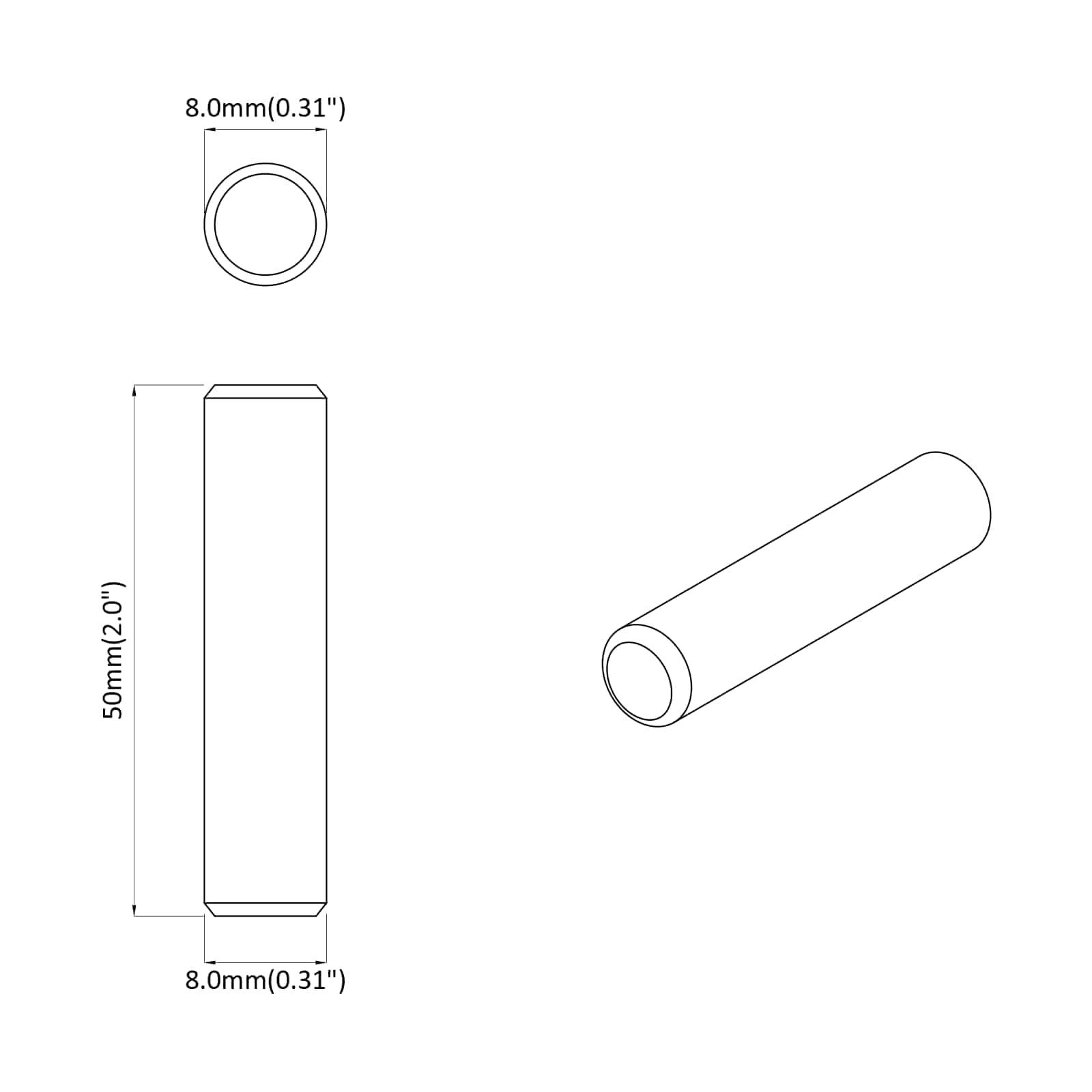 Holzdübel 2 pcs Natur Ø 6 x 40 mm Massivholz