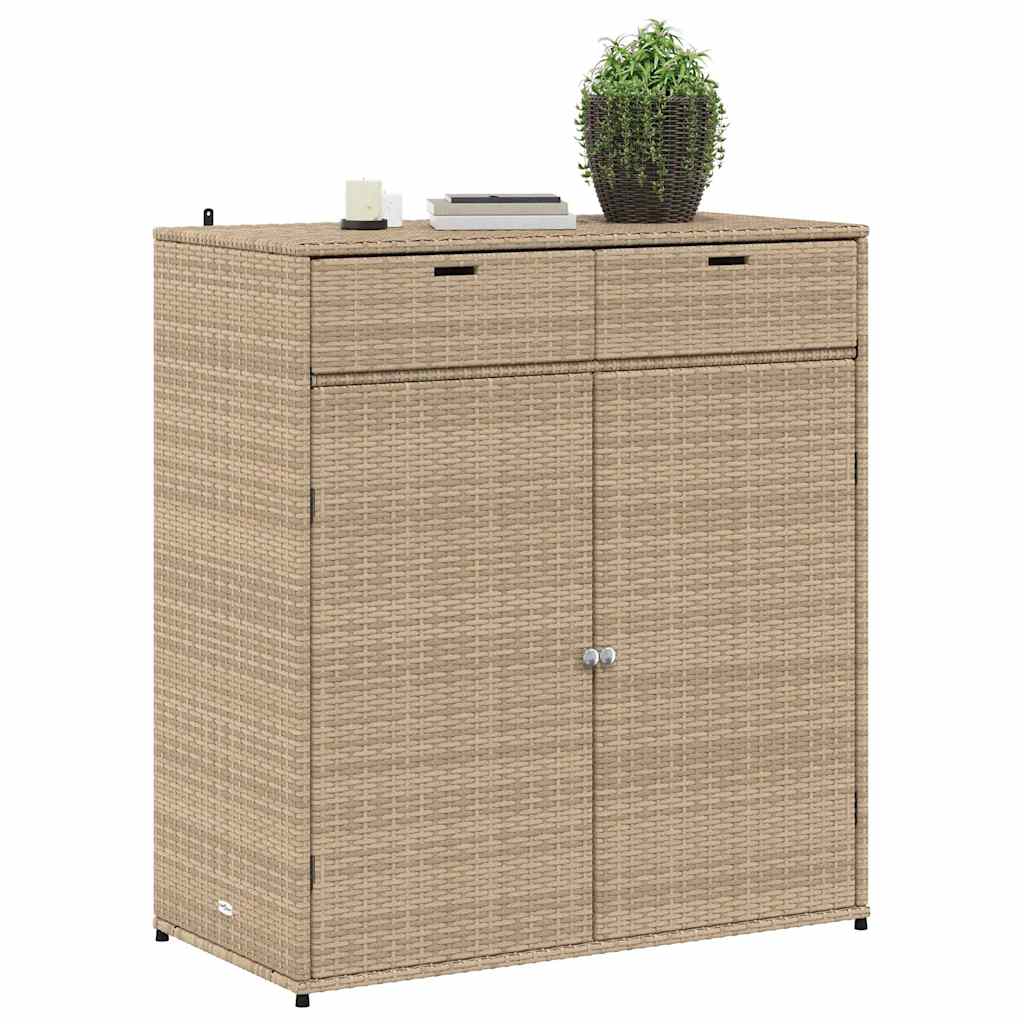 Gartenschrank Schwarz 55x55x111 cm Poly Rattan