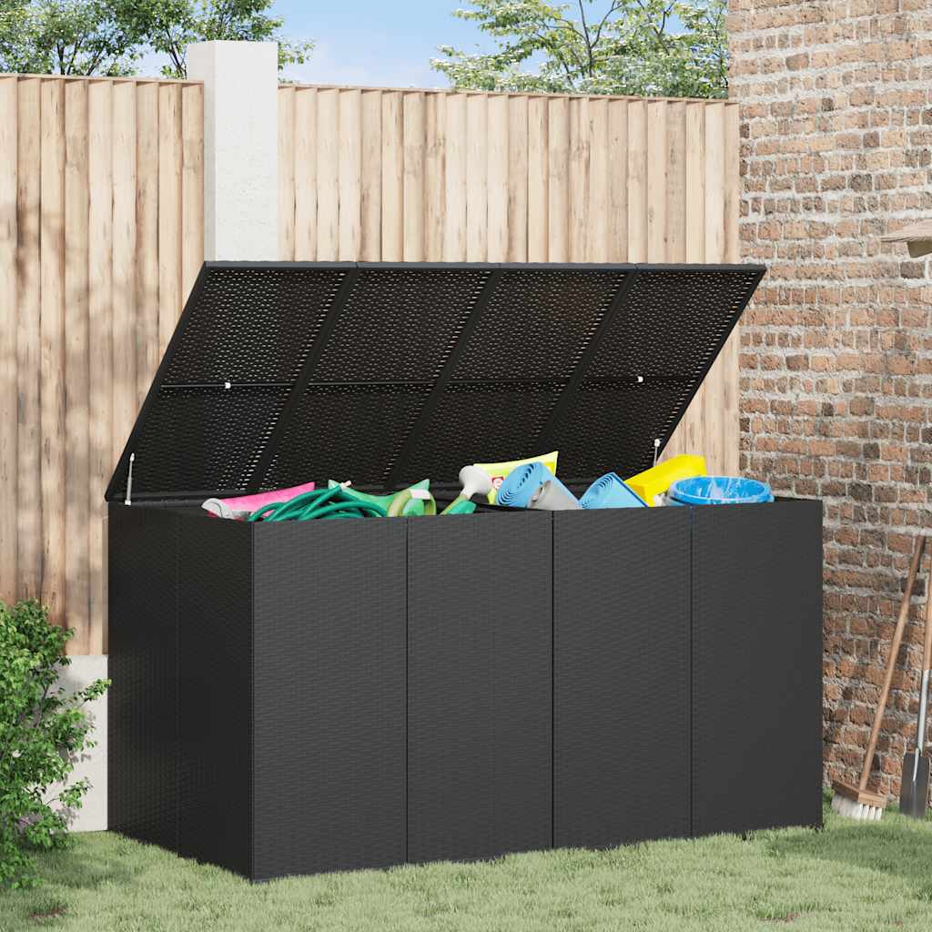 Garten-Kissenbox PE Rattan 100x49x103,5 cm Schwarz