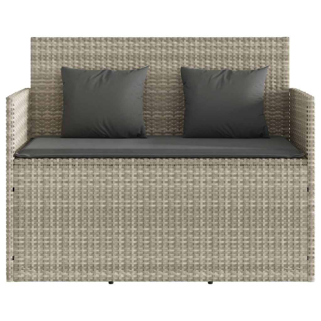 Gartenbank mit Kissen Schwarz Poly Rattan
