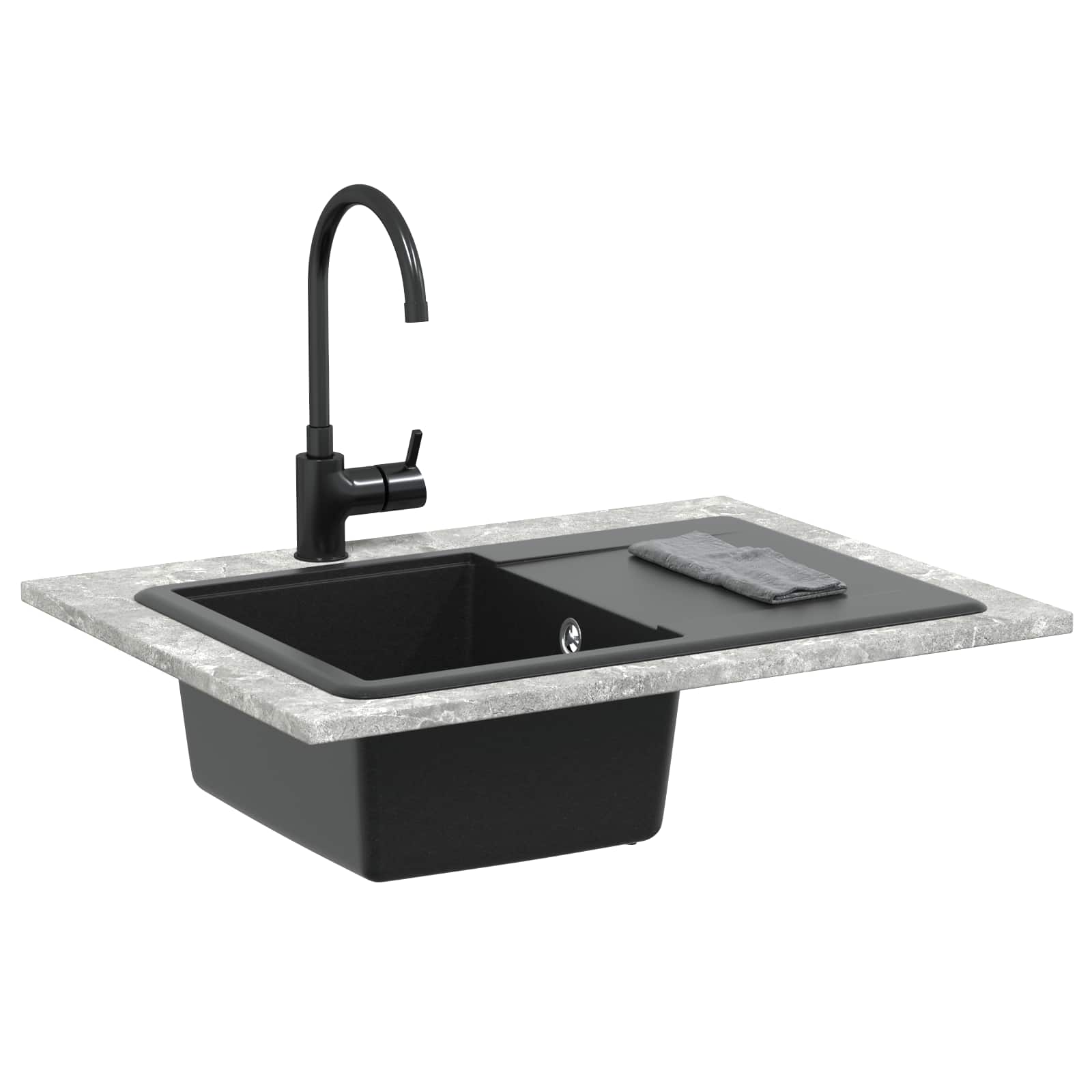 Waschbecken Schwarz 470 x 440 mm Granit
