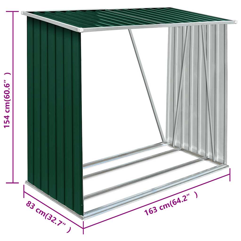 Brennholzlager Verzinkter Stahl 163 x 83 x 154 cm Grau