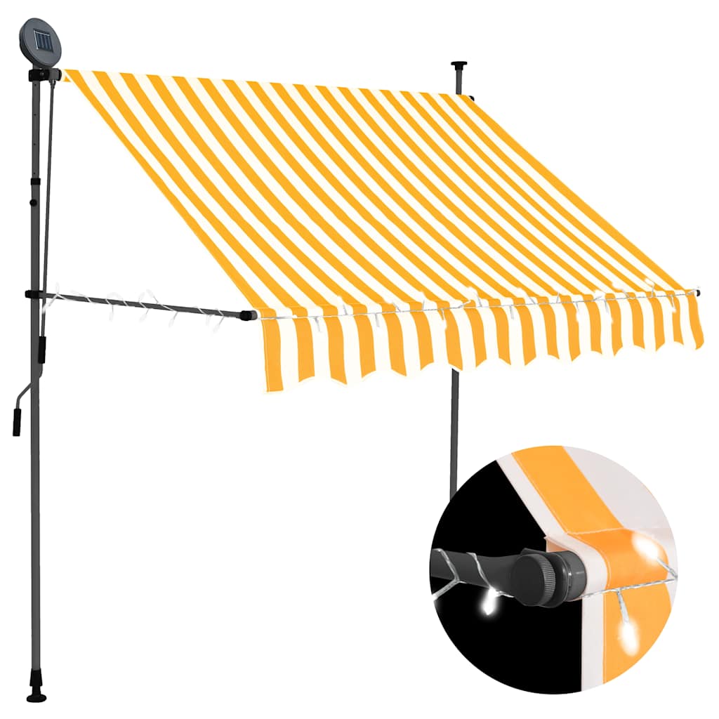 Einziehbare Markise Handbetrieben mit LED 100 cm Blau und Weiß