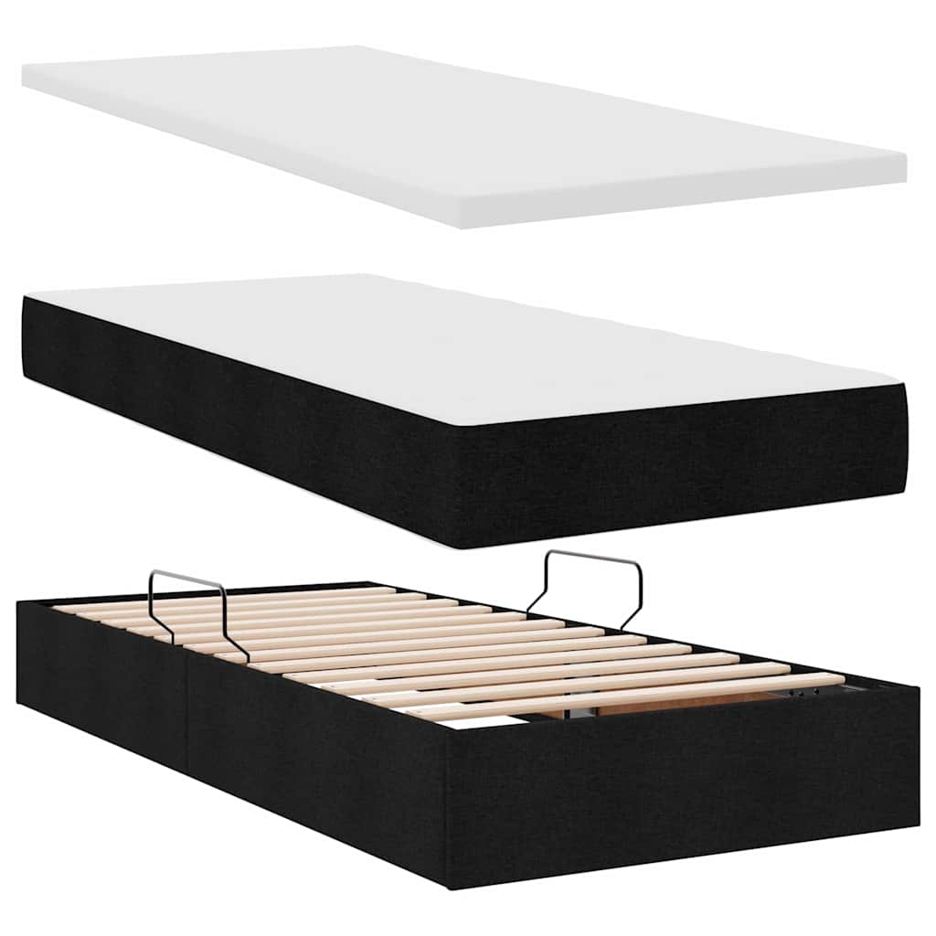 Aufbewahrungsbett mit Kopfteil Hellgrau 180 x 200 cm Stoff