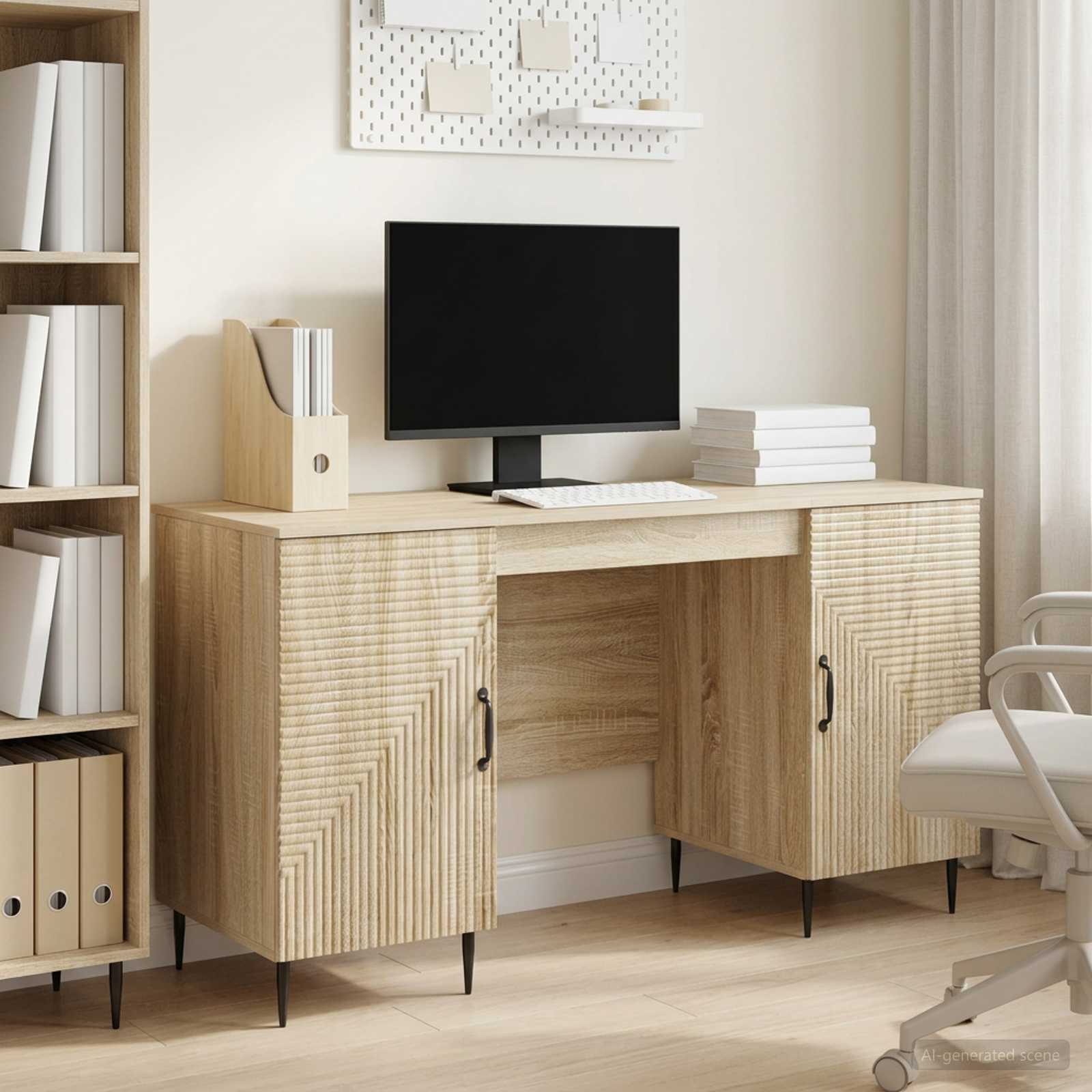 Schreibtisch mit Regal Schwarz 142,5 x 50 x 75 cm Holzwerkstoff