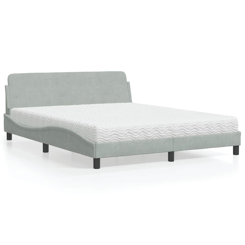 Bett mit Matratze "Dover" Hellgrau 80x200 cm Samt