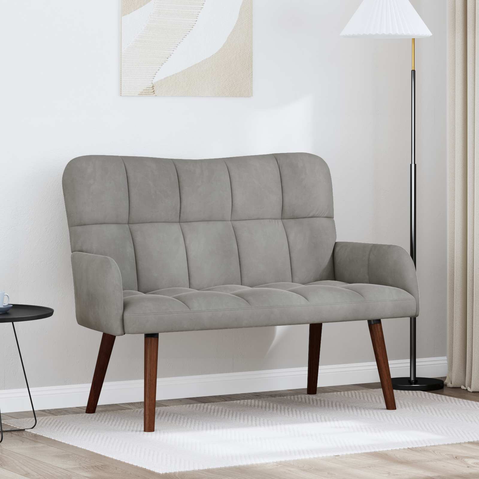 2-Sitzer Sofa Hellgrau 115 x 61 x 87 cm Samt (V)