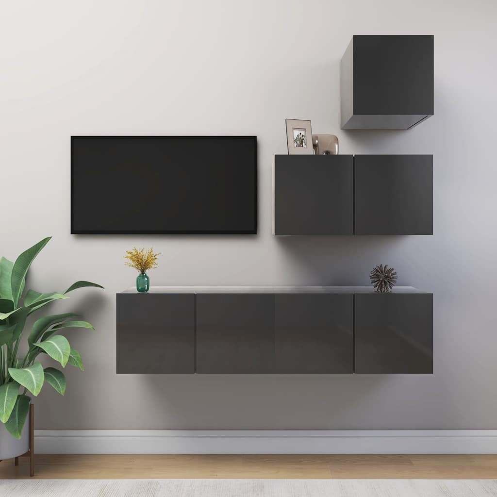 4-tlg. TV-Schrank-Set Weiß Holzwerkstoff