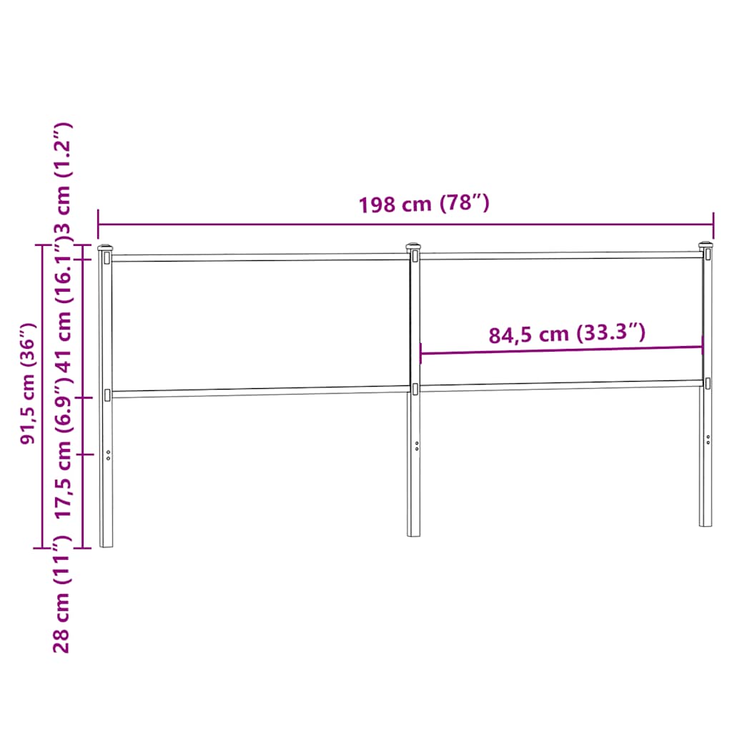 Ersatz-Kopfteil Räuchereiche 75 cm Holzwerkstoff und Stahl