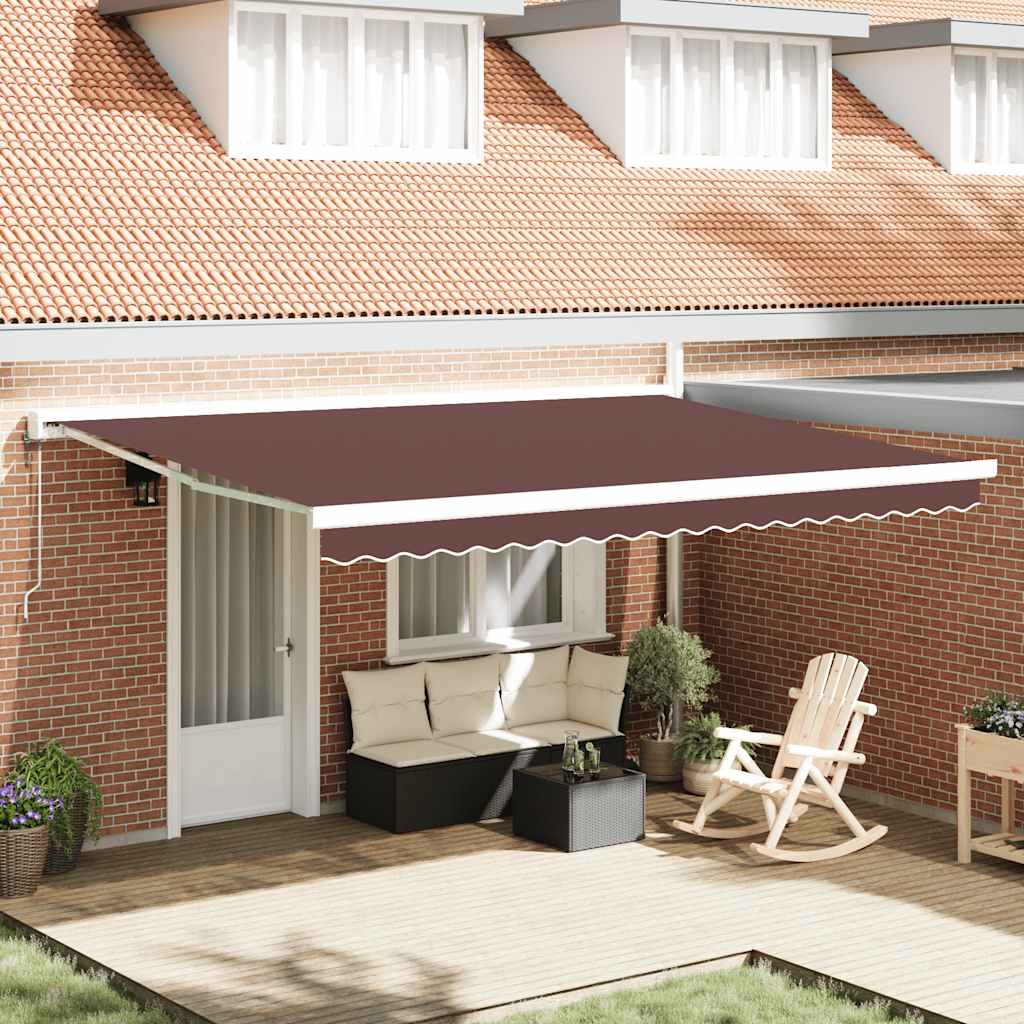 Markise Einziehbar Blau und Weiß 4x3 m Stoff und Aluminium