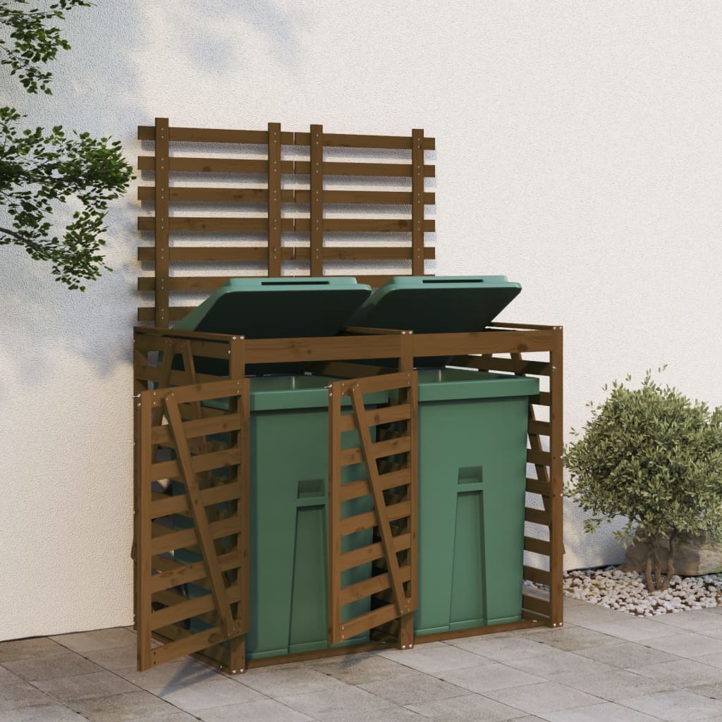 Mülltonnenbox für 2 Tonnen Massivholz Kiefer