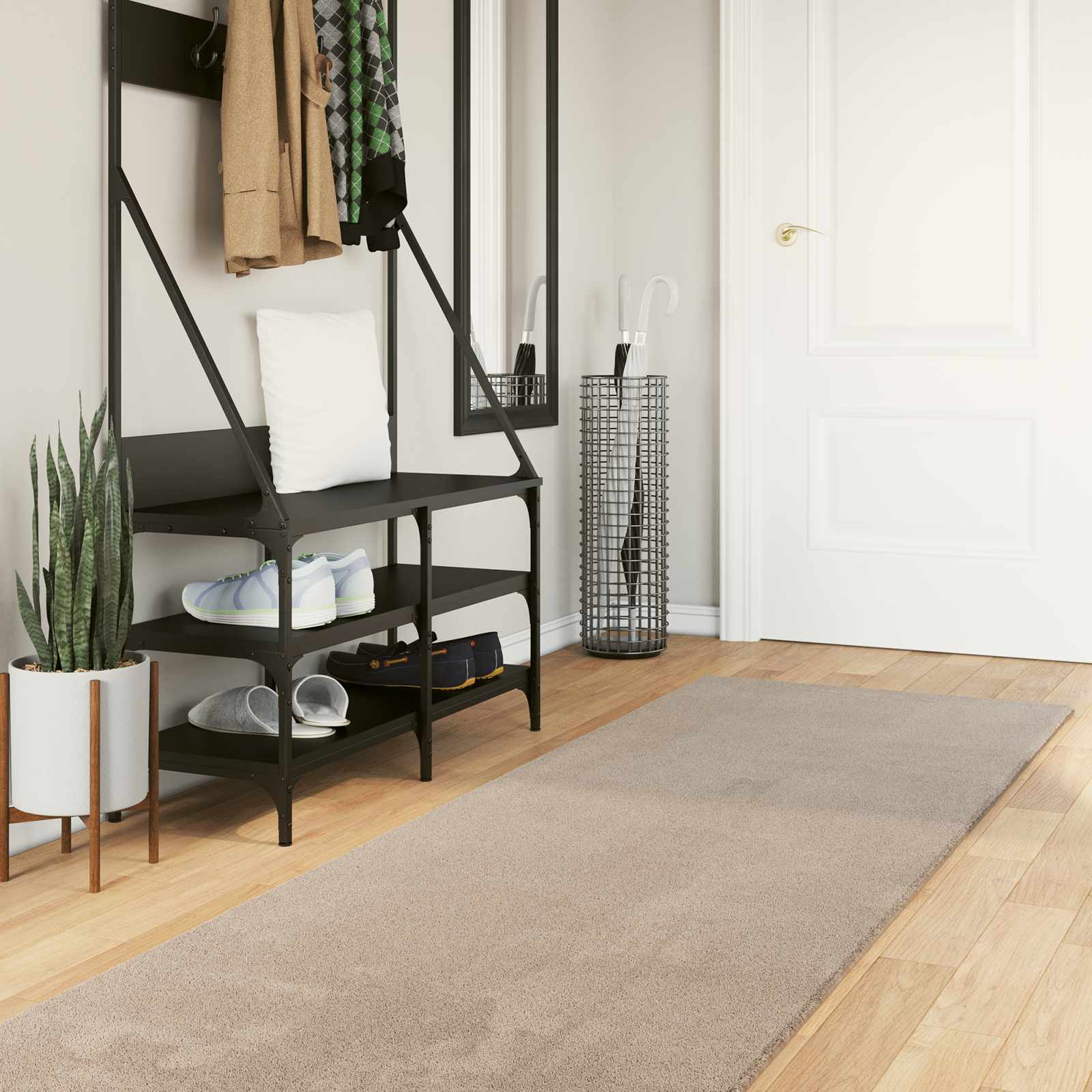 Teppich HUARTE Kurzflor Weich und Waschbar Anthrazit 60x110 cm