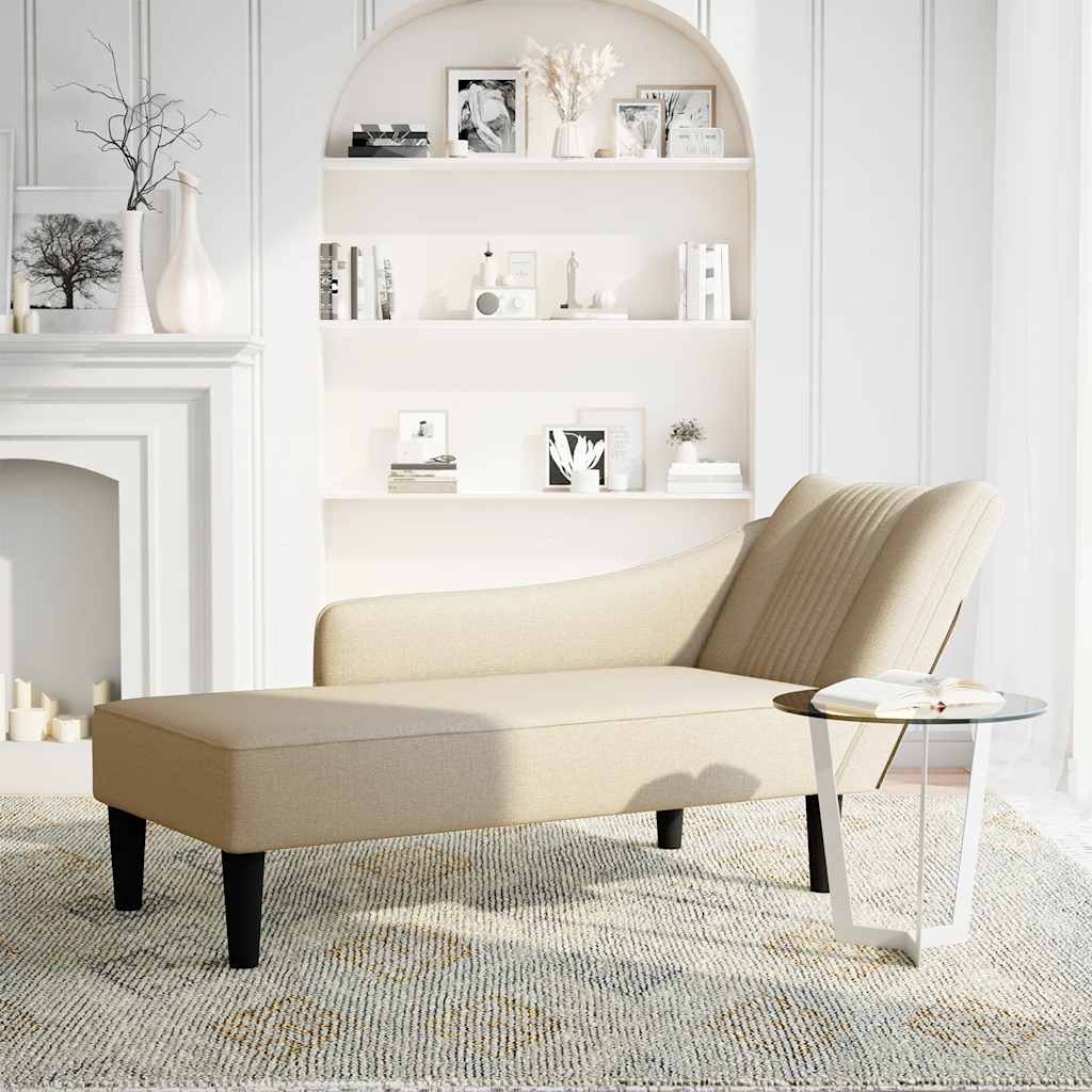 Chaiselongue mit Rechter Armlehne Hellgrau Stoff