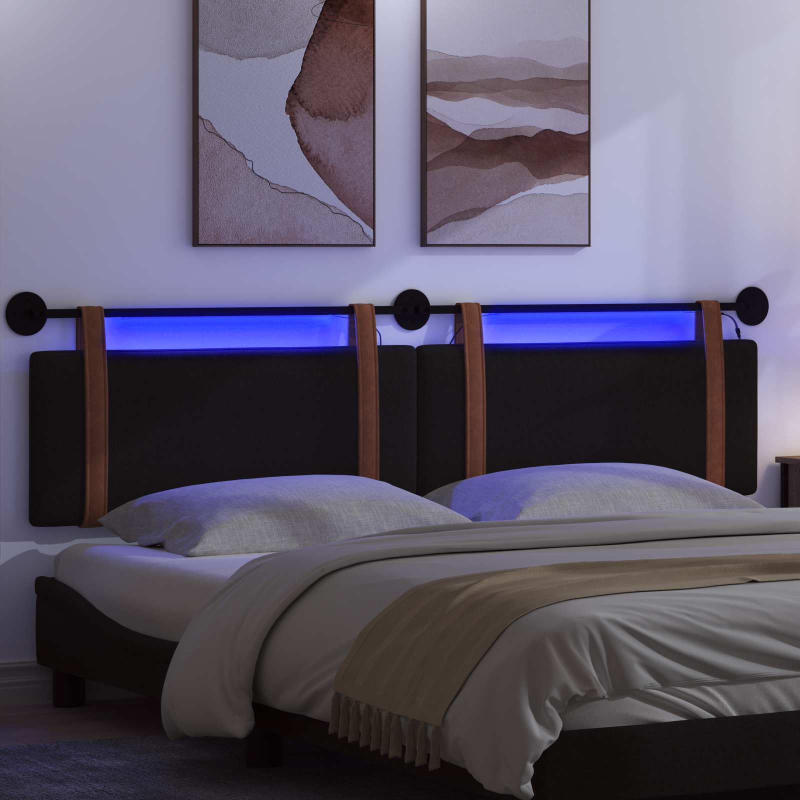 Hängendes Kopfteil Mit LED Licht Wolkengrau Antikes PU