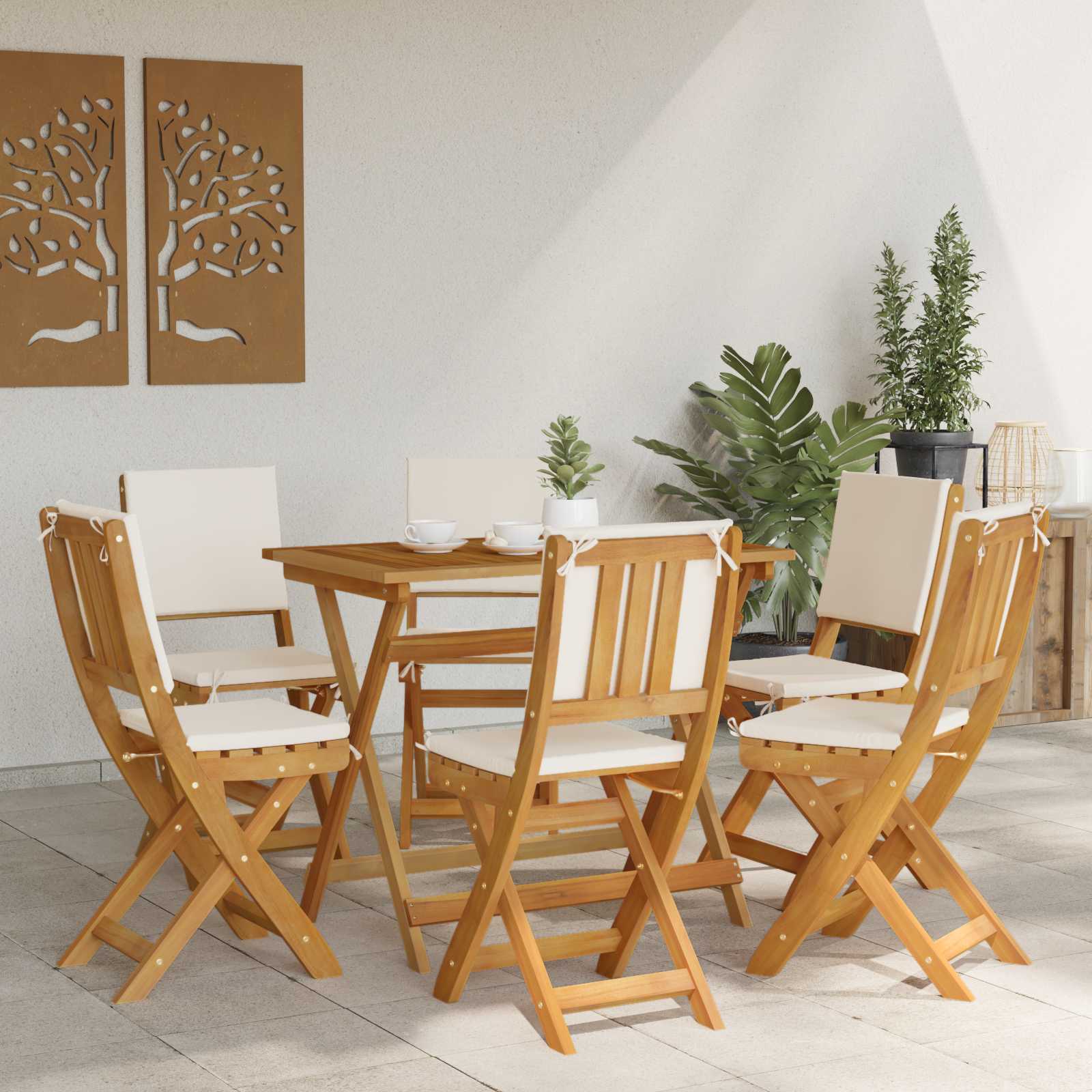 Außen Bistro-Stühle 6 pcs Natur Massivholz Akazie