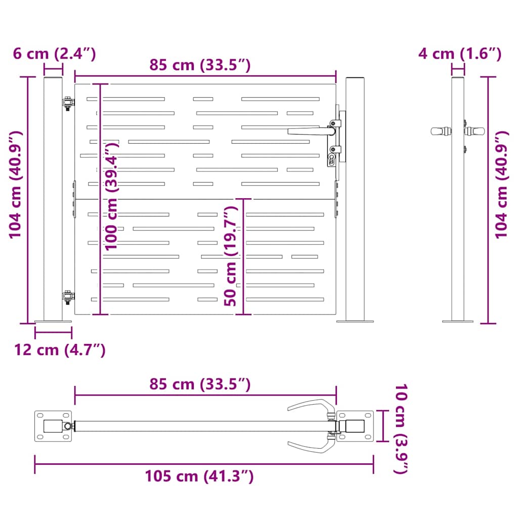 Gartentor 100x75 cm Cortenstahl Quadratisches Design