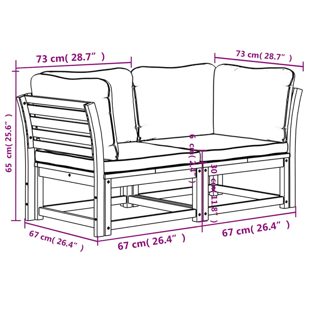 4-tlg. Garten-Lounge-Set mit Kissen Massivholz Akazie