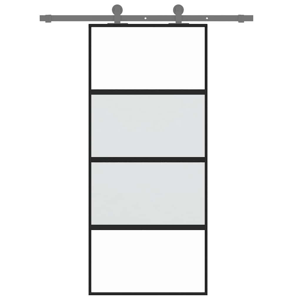 Schiebetür Aluminium und ESG Glas 90x205 cm Schwarz