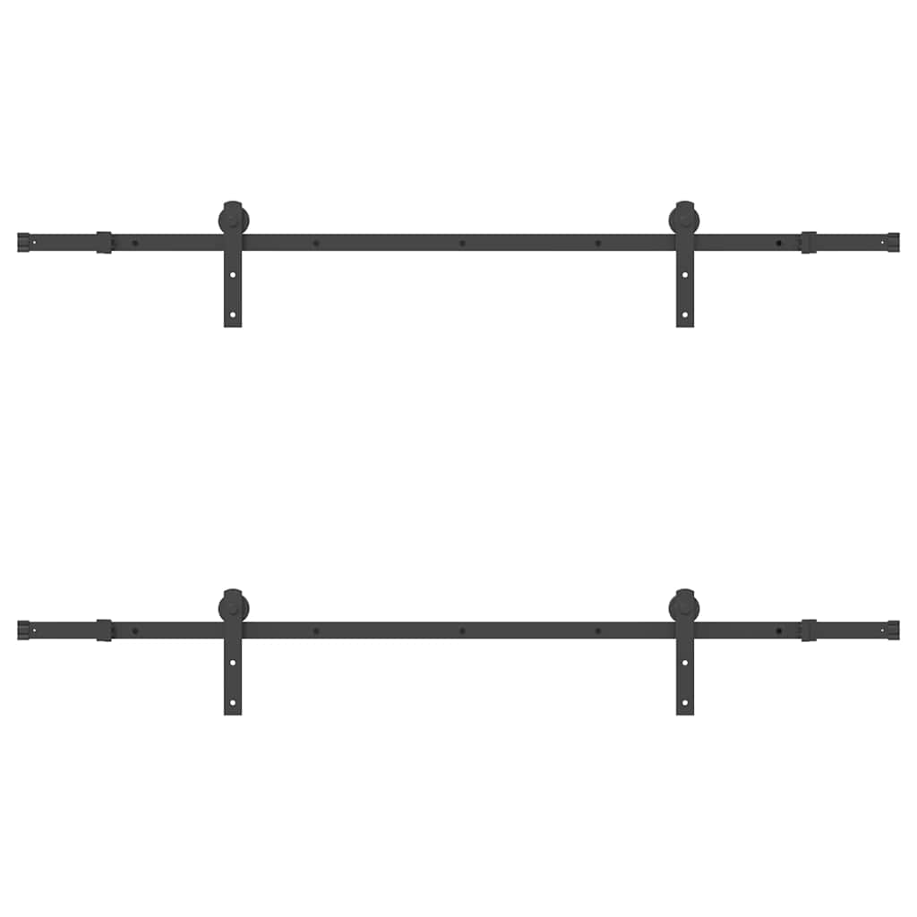 Schiebetürbeschlag-Set 183 cm Stahl Schwarz