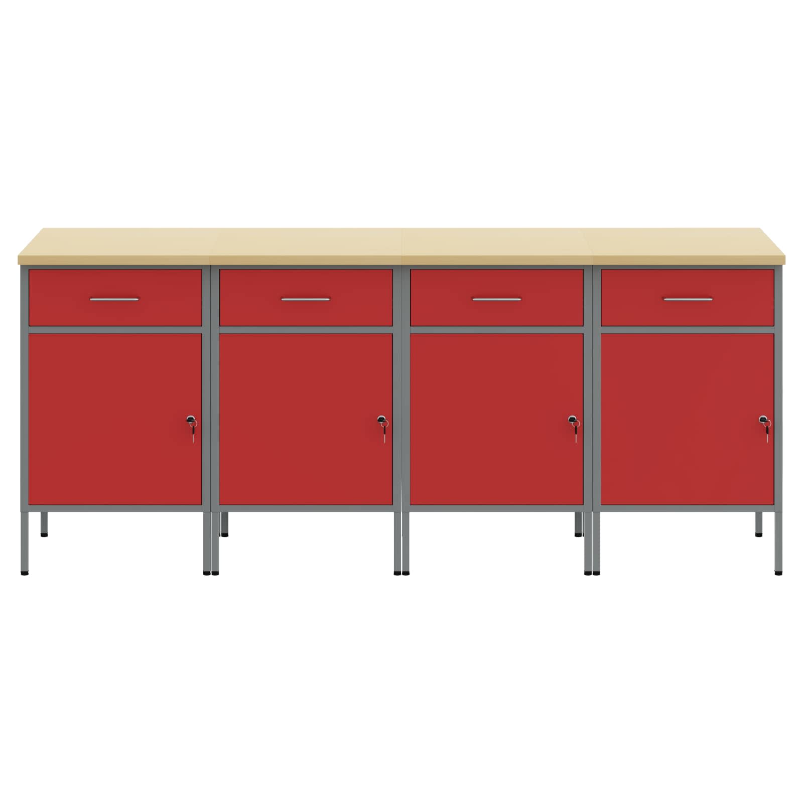 Werkbank mit Schubladen 2 pcs Rot und Grau 100 x 55 x 85 cm